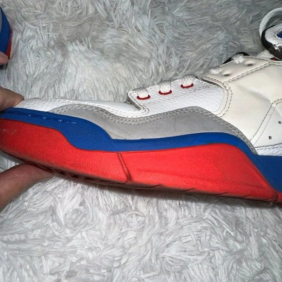 Adidas Mens Size 12 Mid Top White Blue Red Basketball Sneakers - Picture 7 of 10